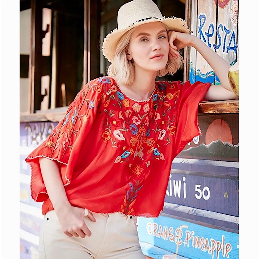 Johnny Was Lombriga Cupra Blouse, Size XS